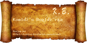 Komlós Boglárka névjegykártya