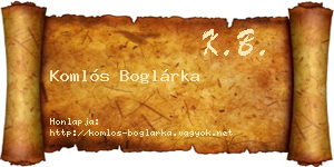 Komlós Boglárka névjegykártya