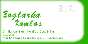boglarka komlos business card